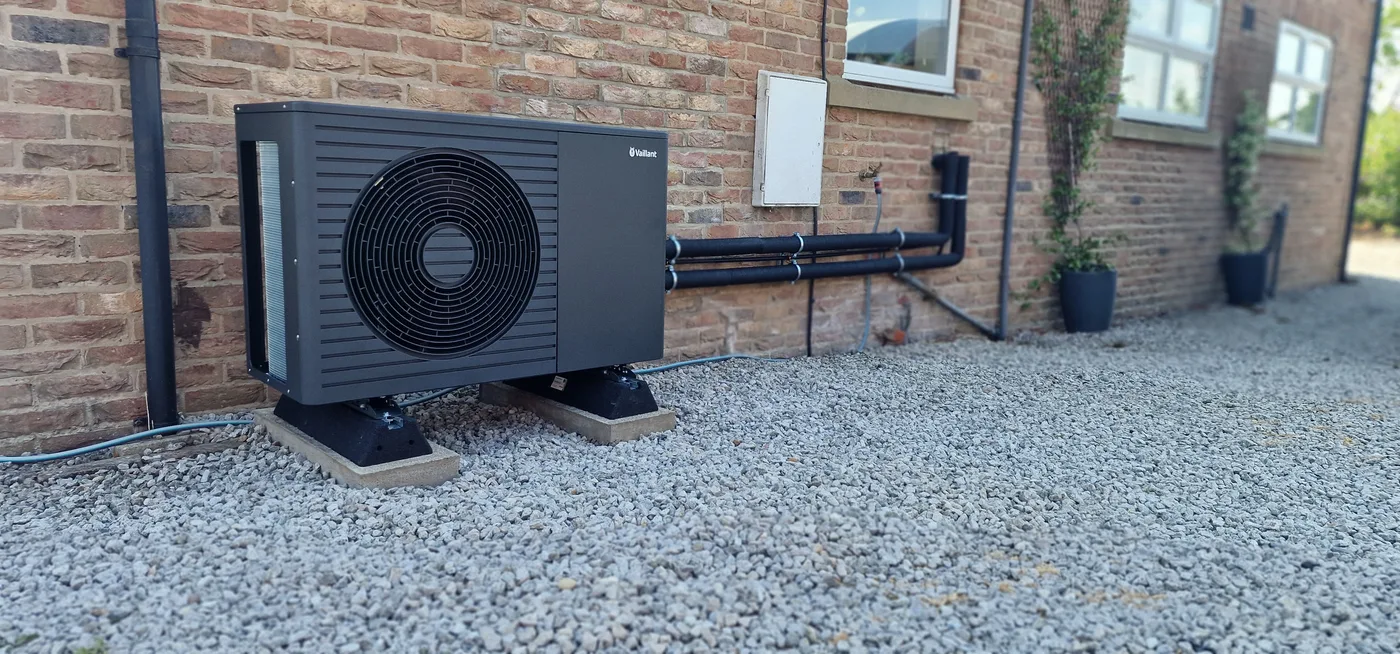 Vaillant aroTHERM pro heat pump installed by PCR Plumbers at a Selby home